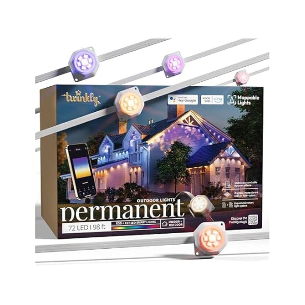 Twinkly Permanent Outdoor Lights, Smart RGB + CCT Outdoor Lights, Mappable and C